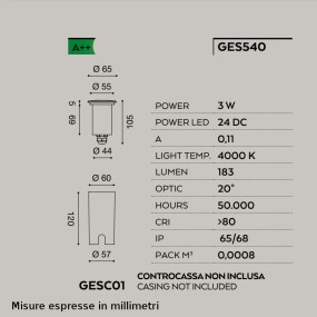 Faretto incasso alluminio acciaio Gea Led EOSTRE R GES540 LED IP65/IP68 spot incasso calpestabile tondo muratura esterno