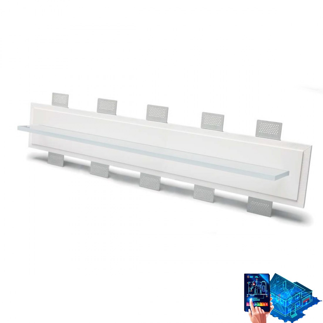 Aplique de estante empotrado en cristal satinado 2484C Belfiore 9010