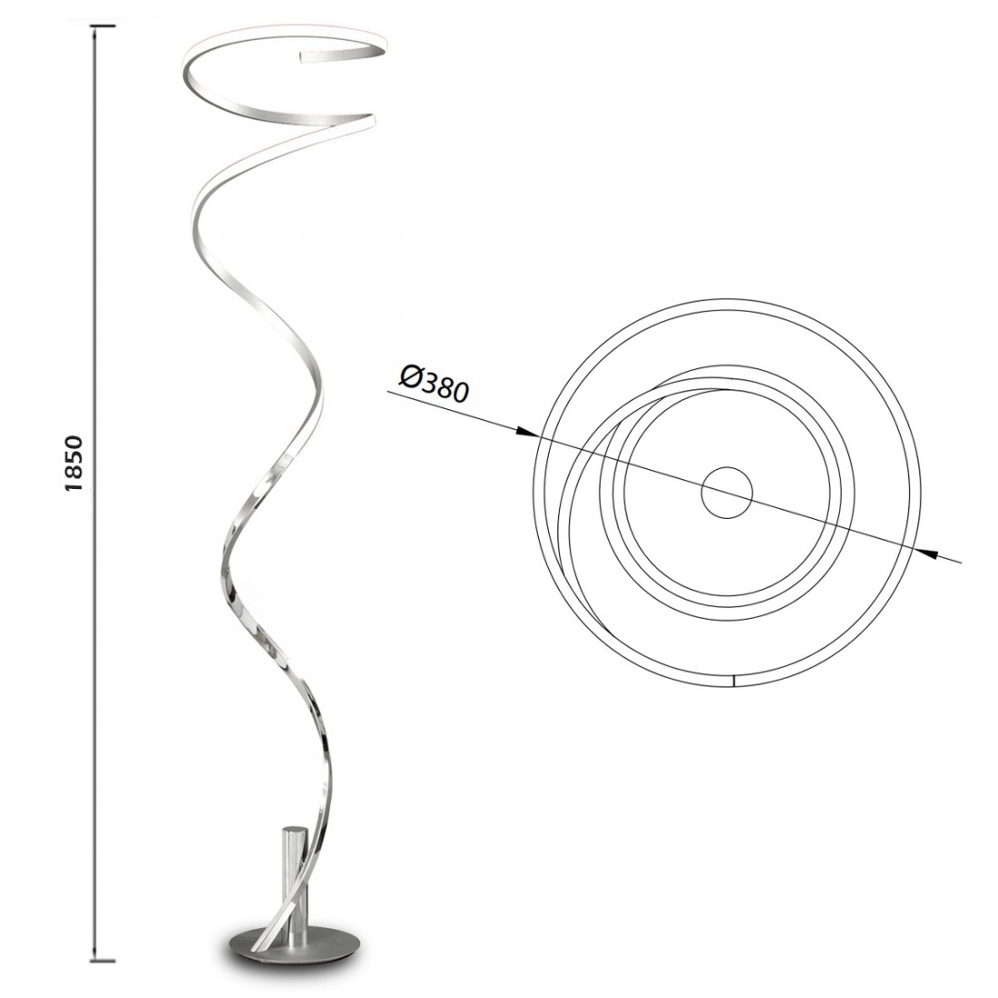 Lámpara de Pie LED regulable Helix Cromada 6100