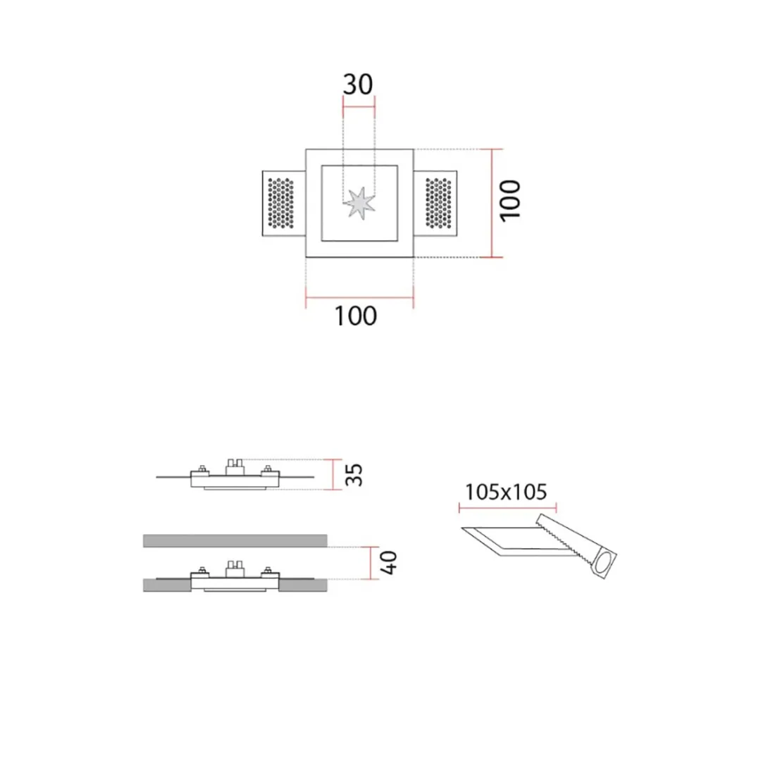 Belfiore 9010 STAR SEVEN 4252 Foco LED empotrable de yeso
