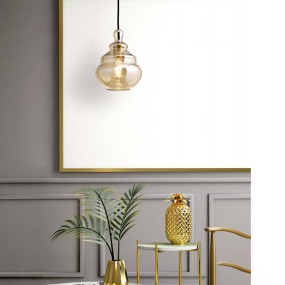 Pendelleuchte MX-ADONE 1744.15 E27 LED honiggelbes Glas getropft Vintage klassisches Interieur