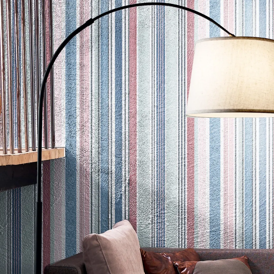 Lampadaire arqué avec abat-jour Luciana bras télescopique éclairant