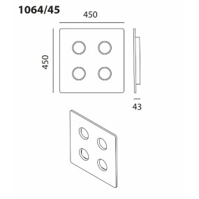 Plafoniera Toscot VIVALDI 1064 45x45 GX53 LED