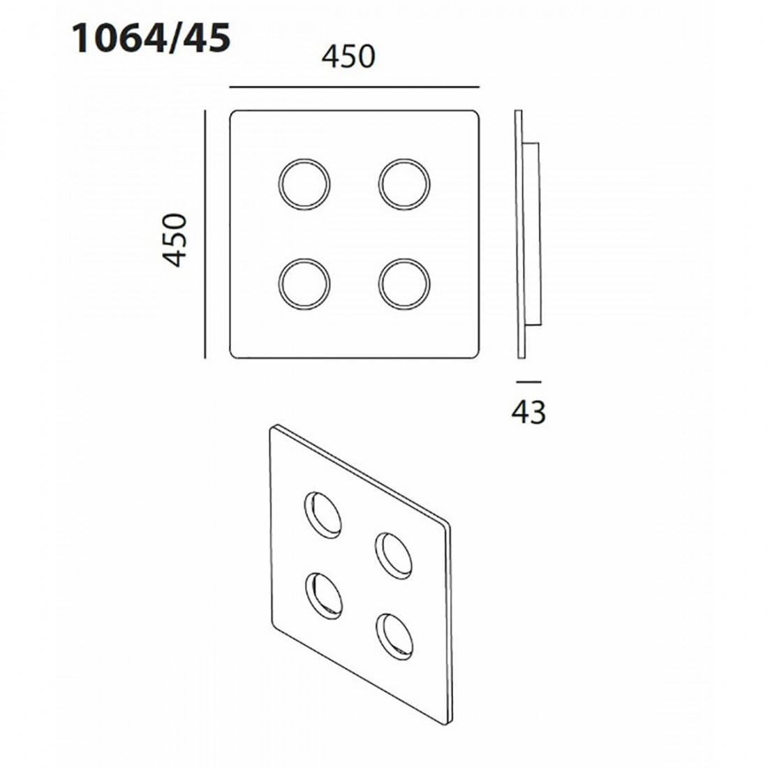 Plafoniera Toscot VIVALDI 1064 45x45 GX53 LED