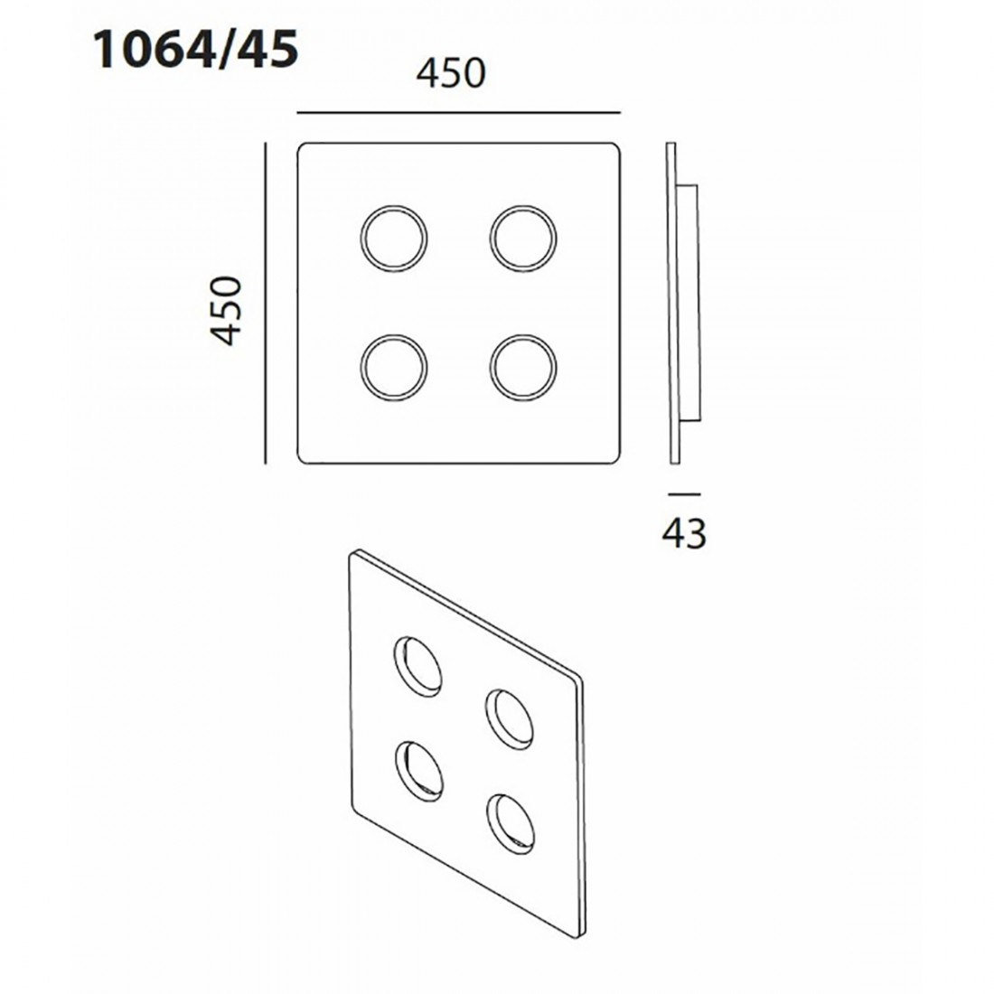 Vivaldi 1064 45 Toscot quadratische Deckenleuchte aus rustikalem Terrakotta mit Dekoration