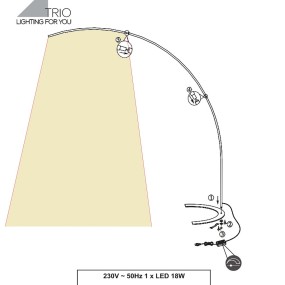 Piantana braccio ad arco Trio Lighting led dimmerabile