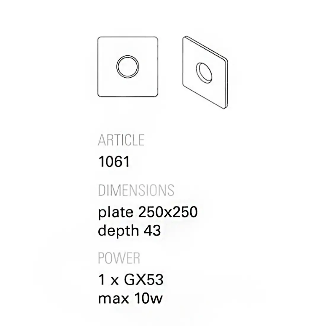 Plafoniera Toscot VIVALDI 1061 25x25 GX53 LED