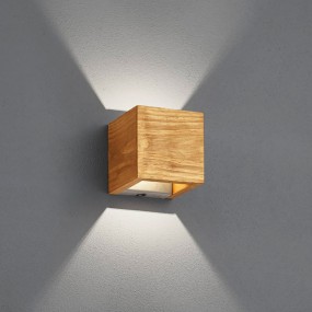 Applique Trio Lighting BRAD 4.3W LED 430LM 3000°K dimmerabile cubo legno lampada parete classica rustica biemissione interno