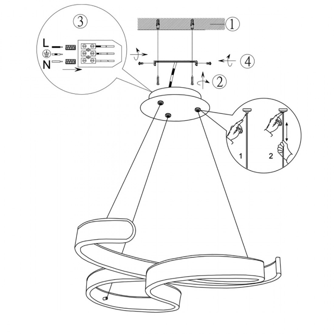 Lampadario vortici Trio Ligthing FRANCIS a led dimmerabile