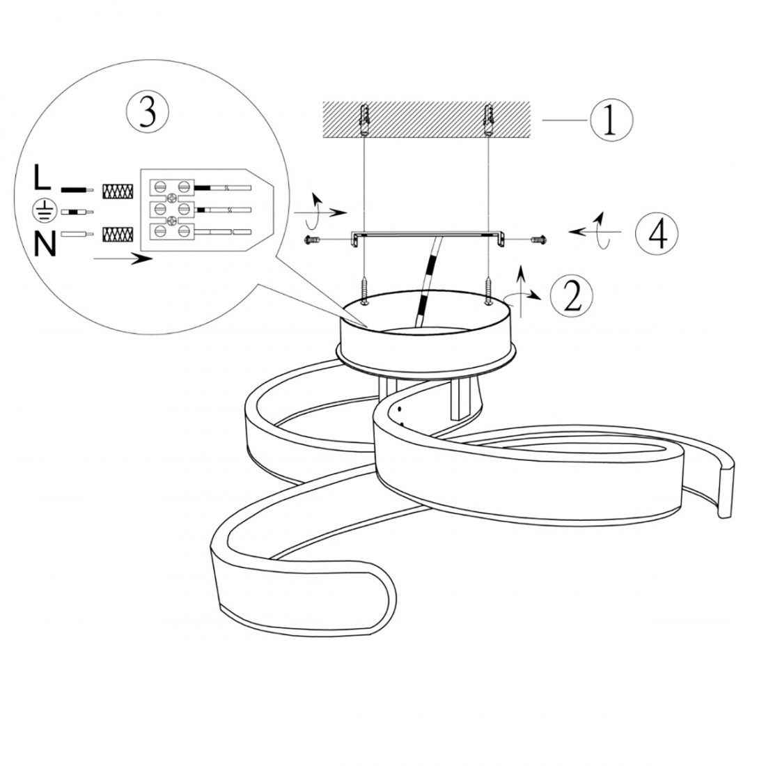 Plafoniera vortici Trio Ligthing FRANCIS a led dimmerabile