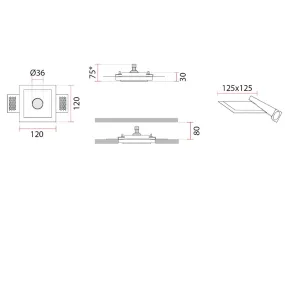 Einbaustrahler aus Gips 9010 Belfiore PERSEO SMALL 4281.35 LED GU10