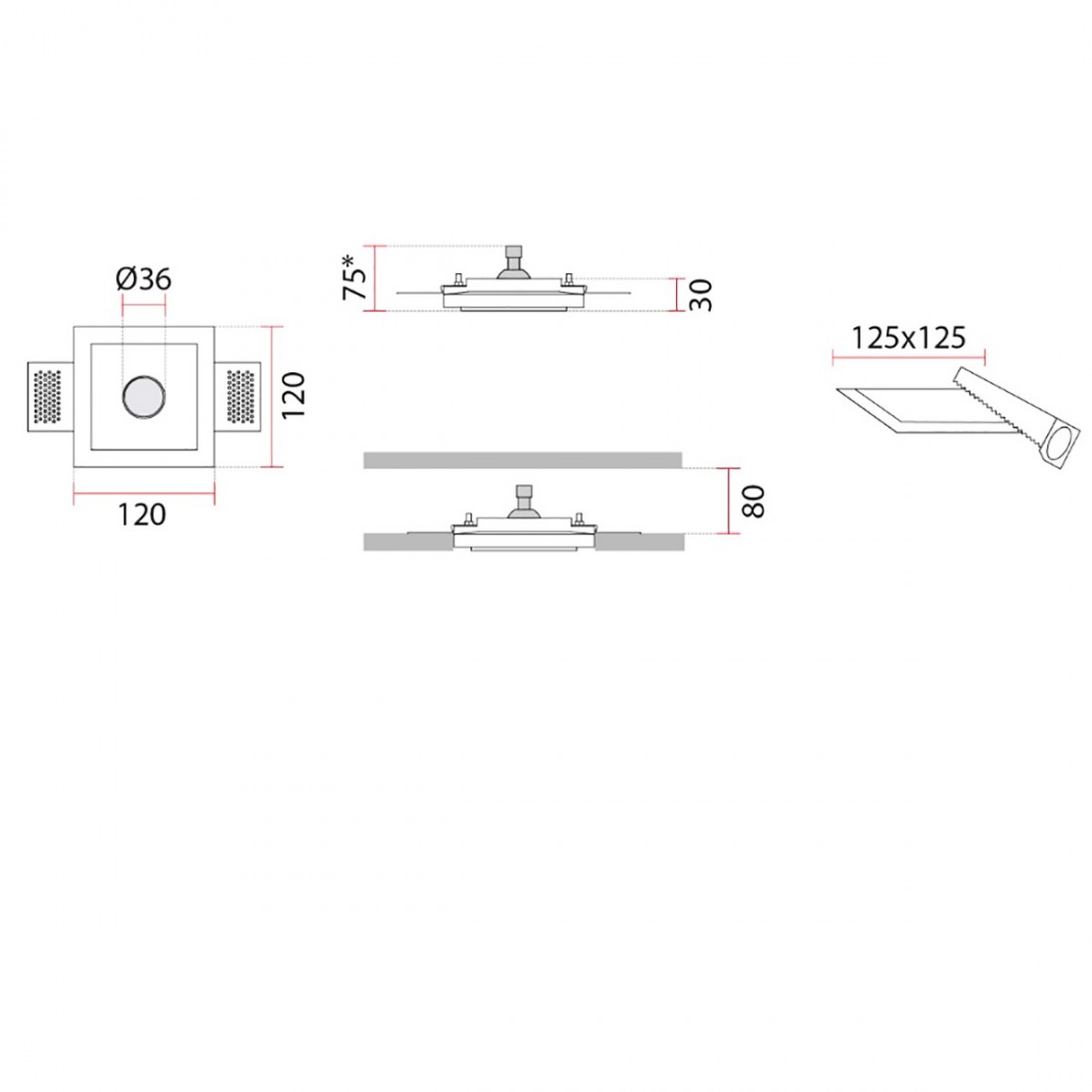 Faretto incasso gesso 9010 Belfiore PERSEO SMALL 4281.35 LED GU10