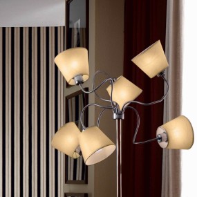 Lámpara de pie Illuminando SOFT TE 6 E27 LED lámpara de pie pantalla pergamino brazos flexibles interior clásico