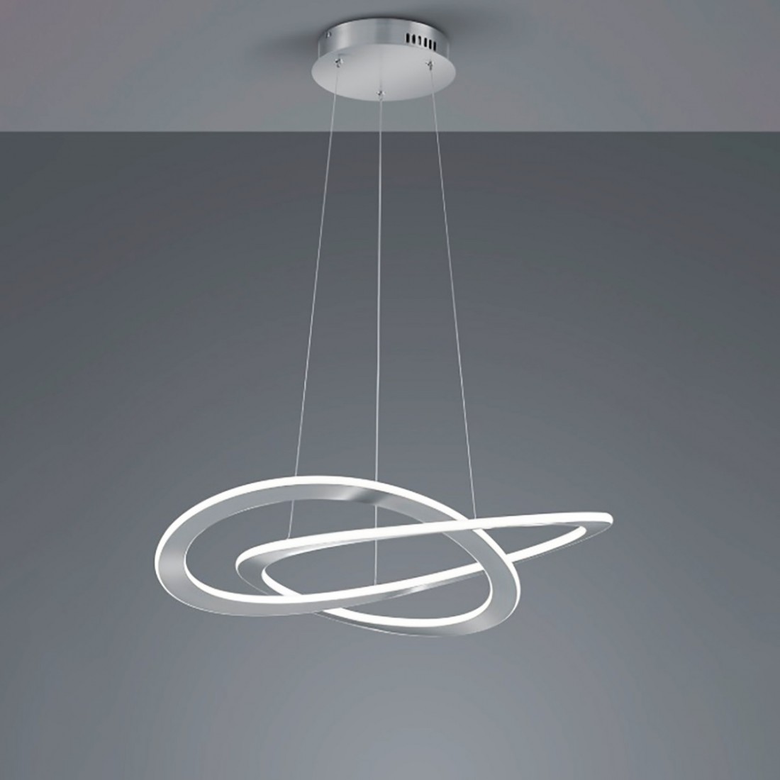 Sospensione Oakland Trio Lighting led luce calda dimmerabile nikel o antracite