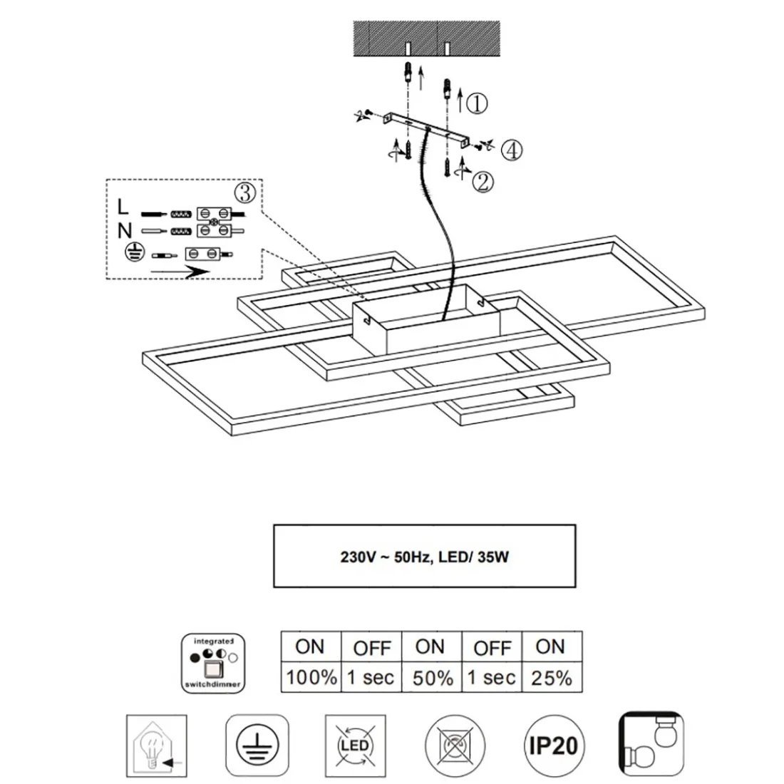 Trio Lighting TUCSON 672610332 LED-Deckenleuchte