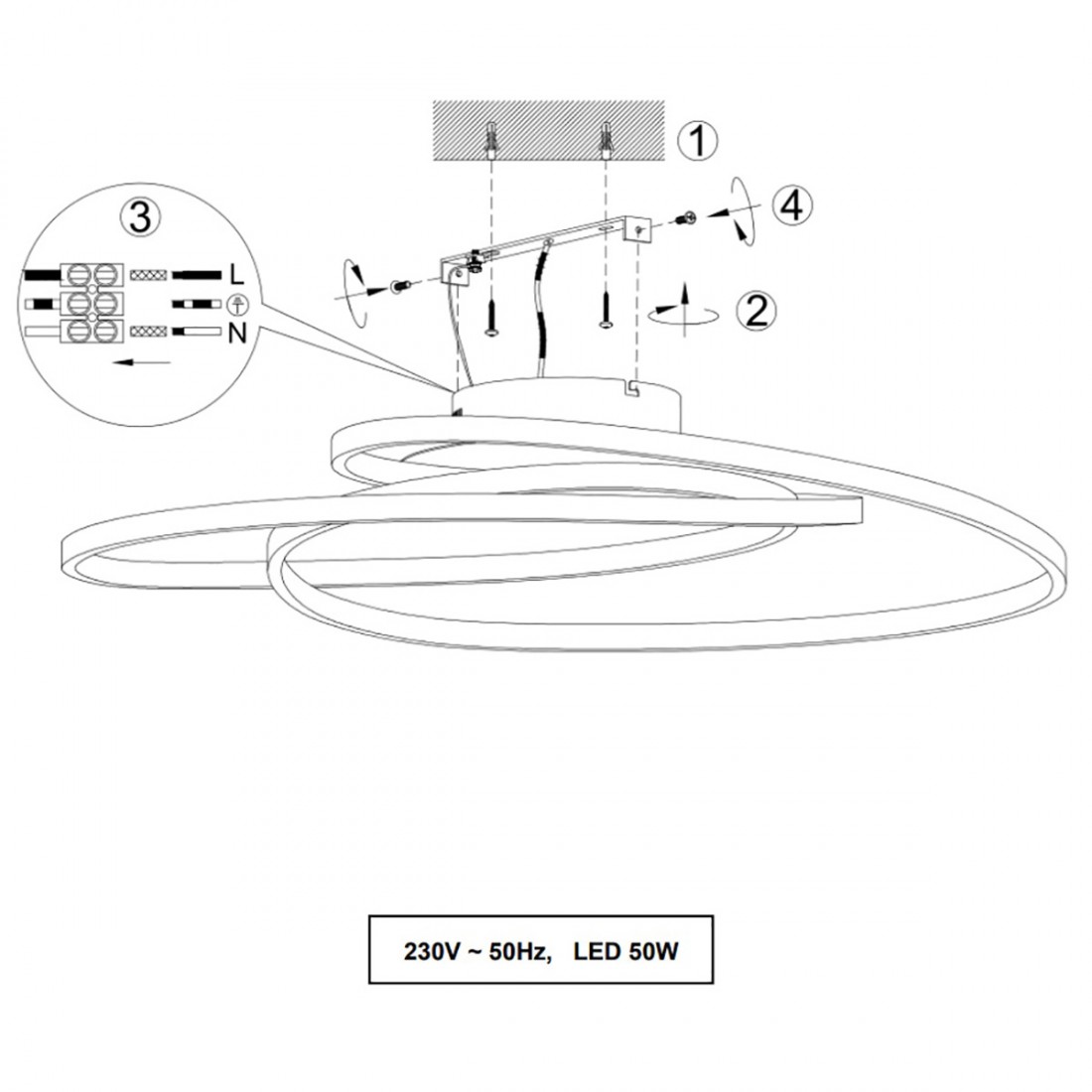 GALE Trio Lighting 673918007 plafonnier à module led ovale ultramoderne