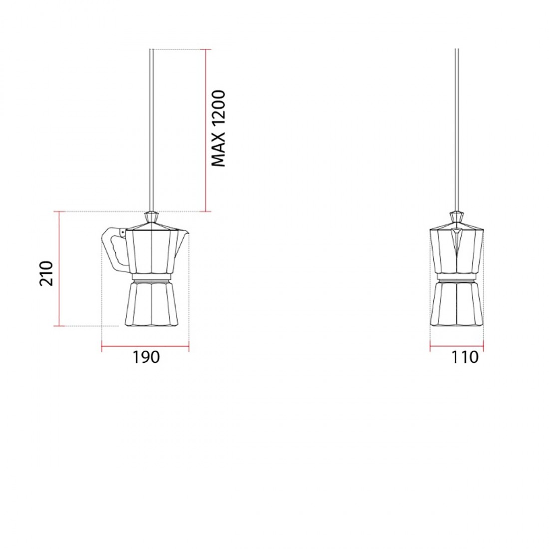 Belfiore 9010 MOKA FULL 2516Q 35 GU10 LED suspension