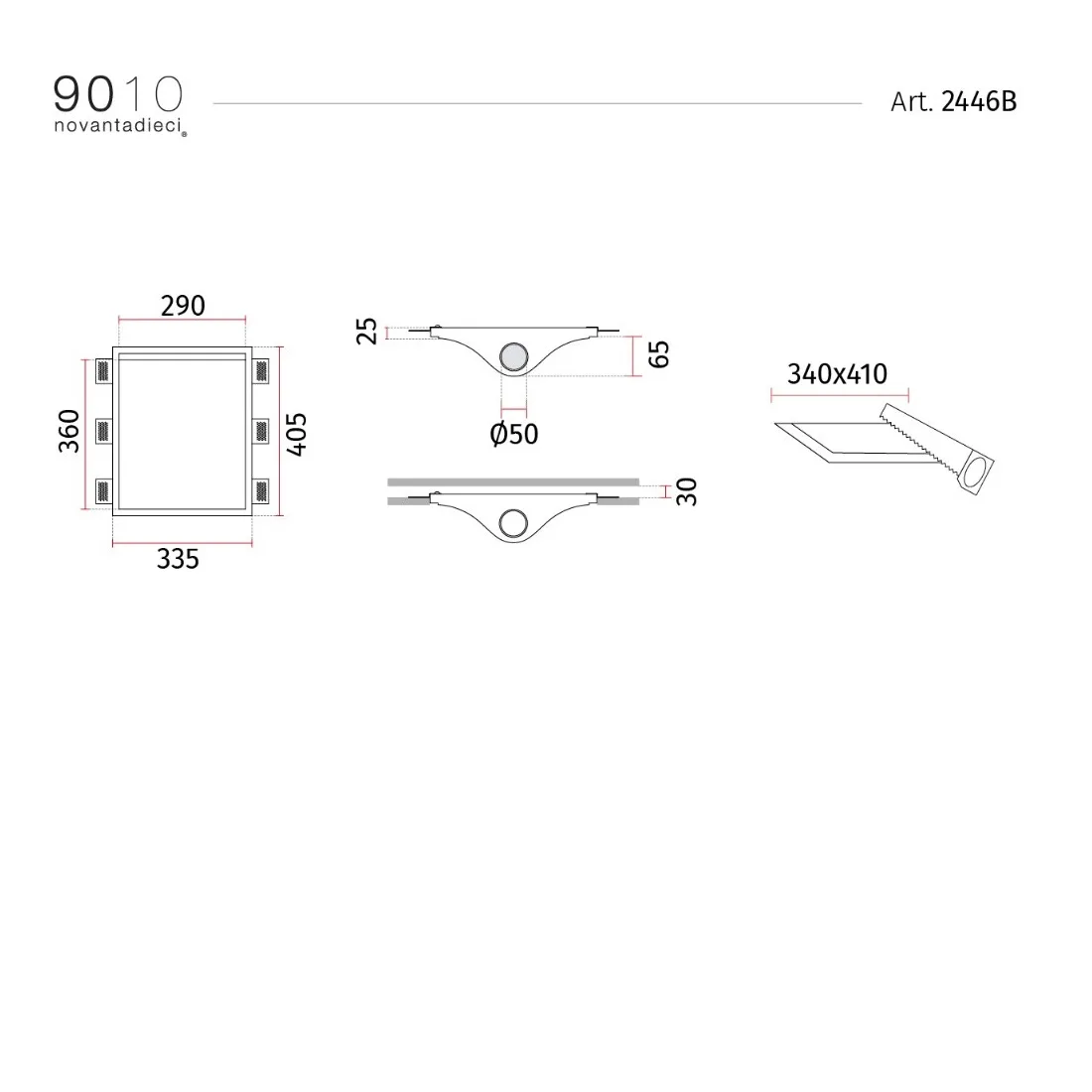Applique incasso Belfiore 9010 SILK SOFT 2446B 10W LED GU10