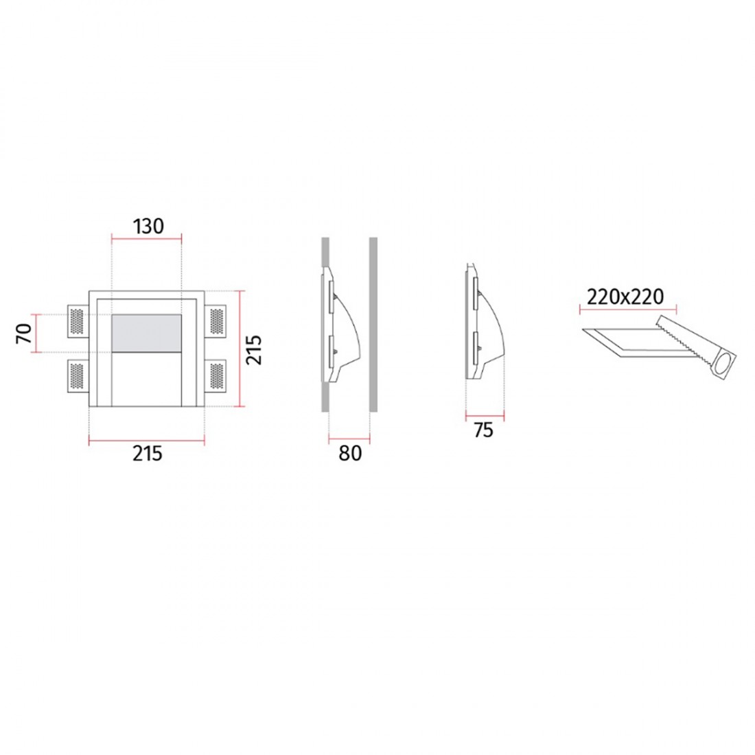 Applique murale encastrée Belfiore 9010 2416E