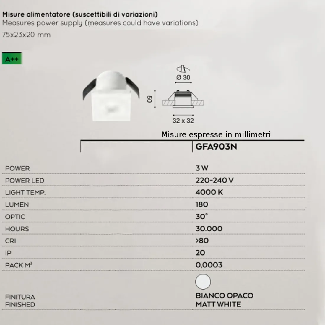 Foco empotrable Gea Led GLAM GFA903N aluminio