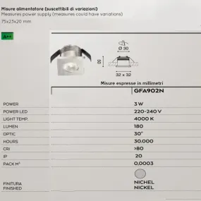 Spot encastrable en aluminium Gea Led GLAM GFA902N