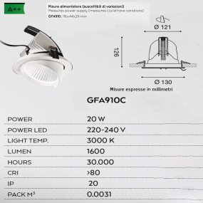 Faretto incasso Gea Led CHANDRA GFA910C GFA910N