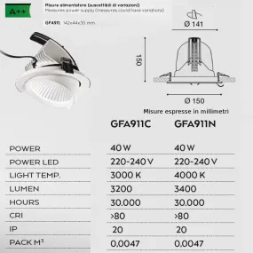 Faretto incasso GE-GFA911 Gea Led