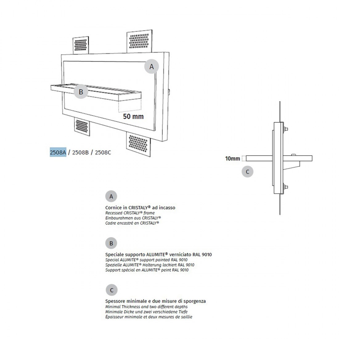 Belfiore 9010 ATIK 2508B 30135 aplique LED empotrable