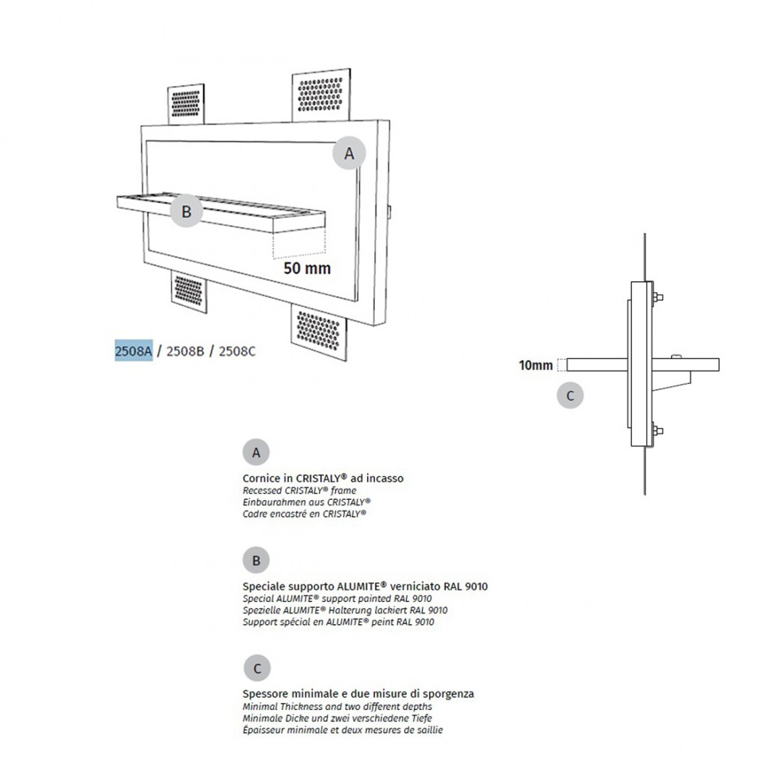 Belfiore 9010 ATIK 2508B 30135 Applique murale encastrable LED