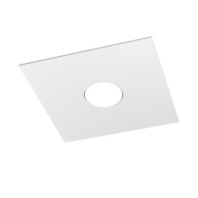 Plafonnier carré en métal blanc à led, 1 lumière, plat.