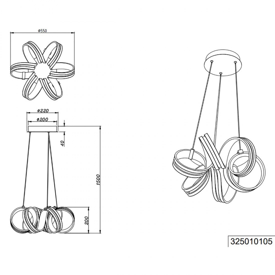 Lustre Carrera 325010105 Trio Lighting led dimmable