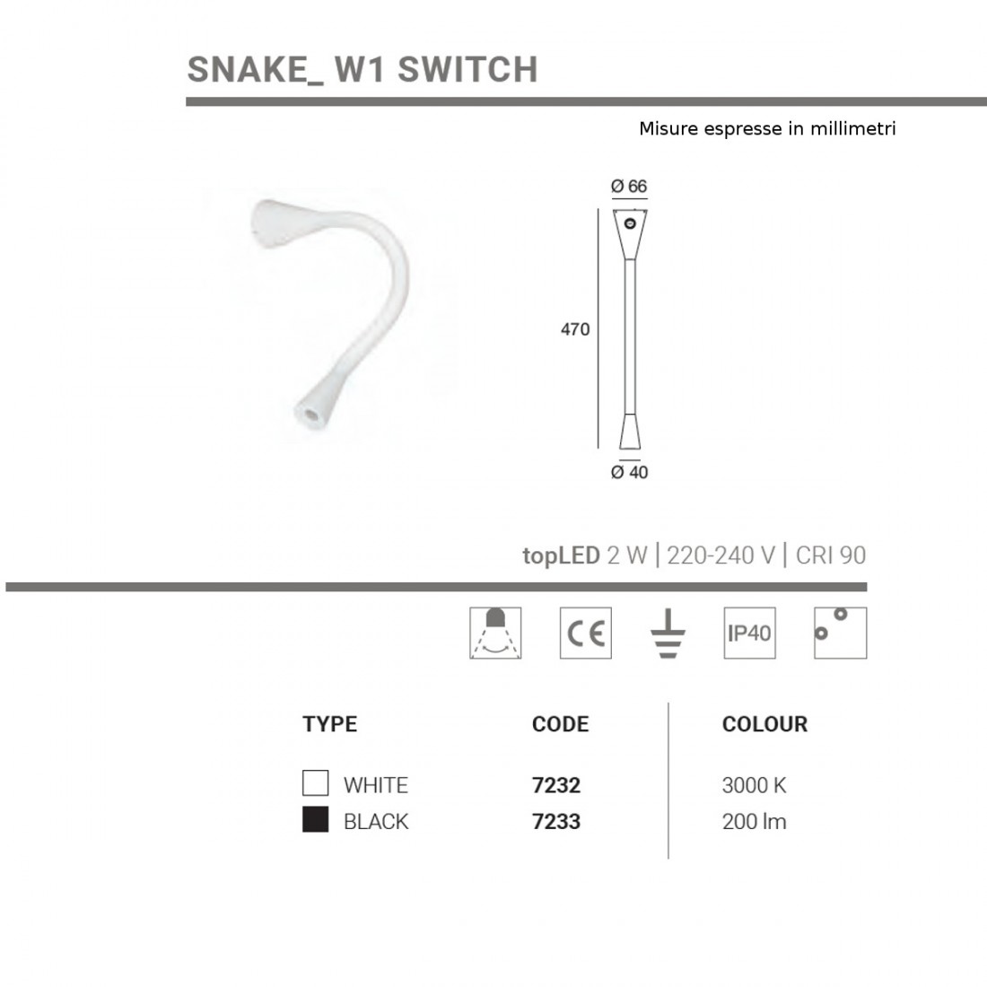 Applique SNAKE 7232 7233 Linea Light group