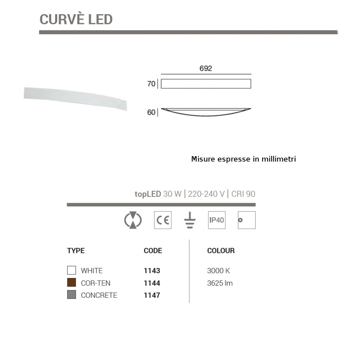 Applique murale LED CURVE 30W Linea Light Group