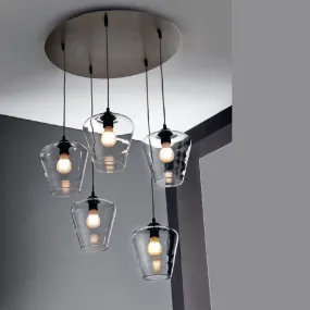 5 Lichter LED-Kronleuchter aus klarem Glas PAGODA Illuminando