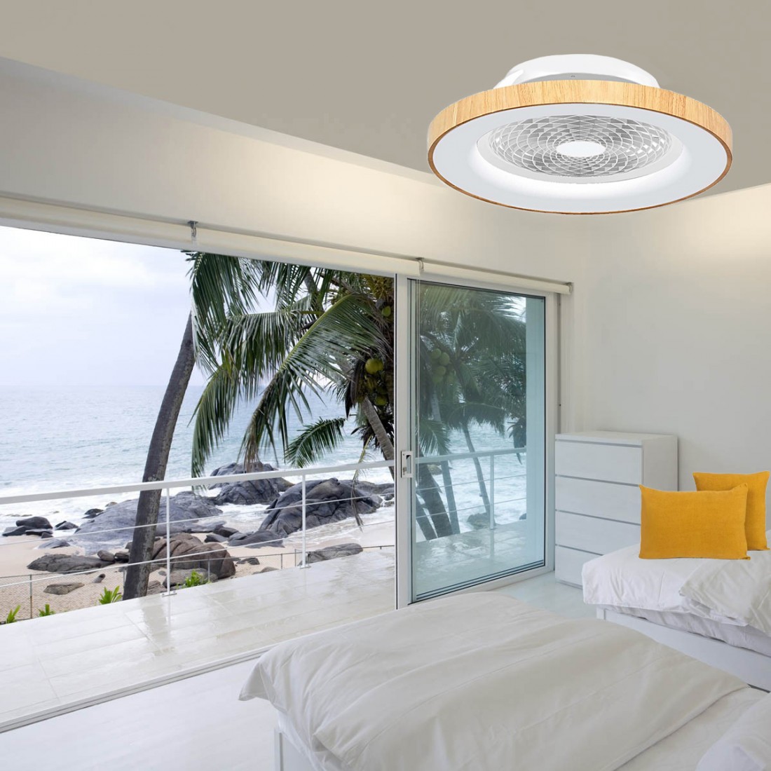 Ventilateur LED blanc dynamique moderne Mantra