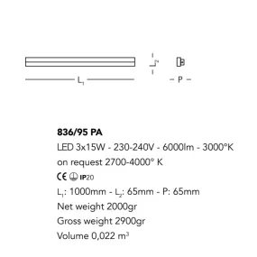 Cattaneo SESAMO 836 95 PA Applique murale moderne LED