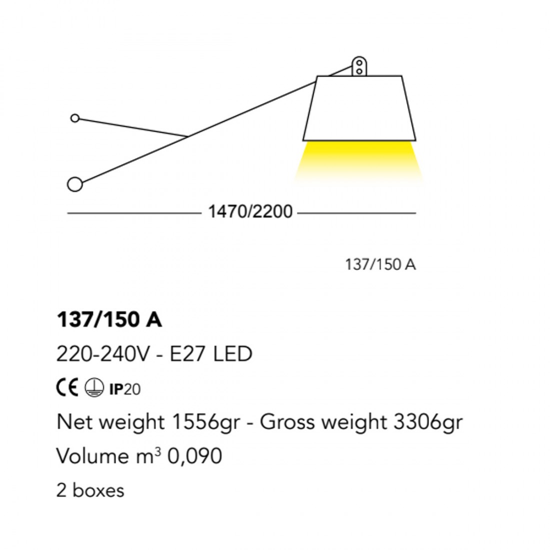 Applique ADJUSTABLE 137 150A Cattaneo illuminazione