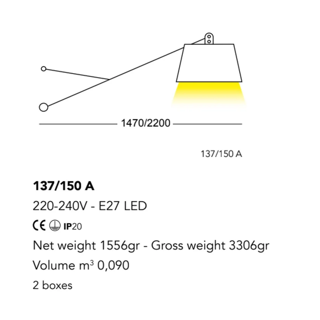 Applique murale moderne à led orientable 137 150A éclairage Cattaneo