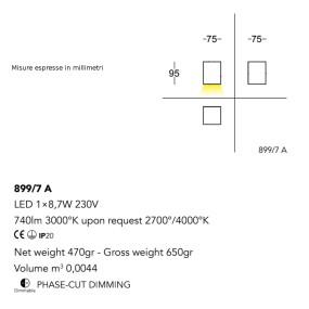 Applique murale LED moderne CUBICK 899 7A Cattaneo lighting