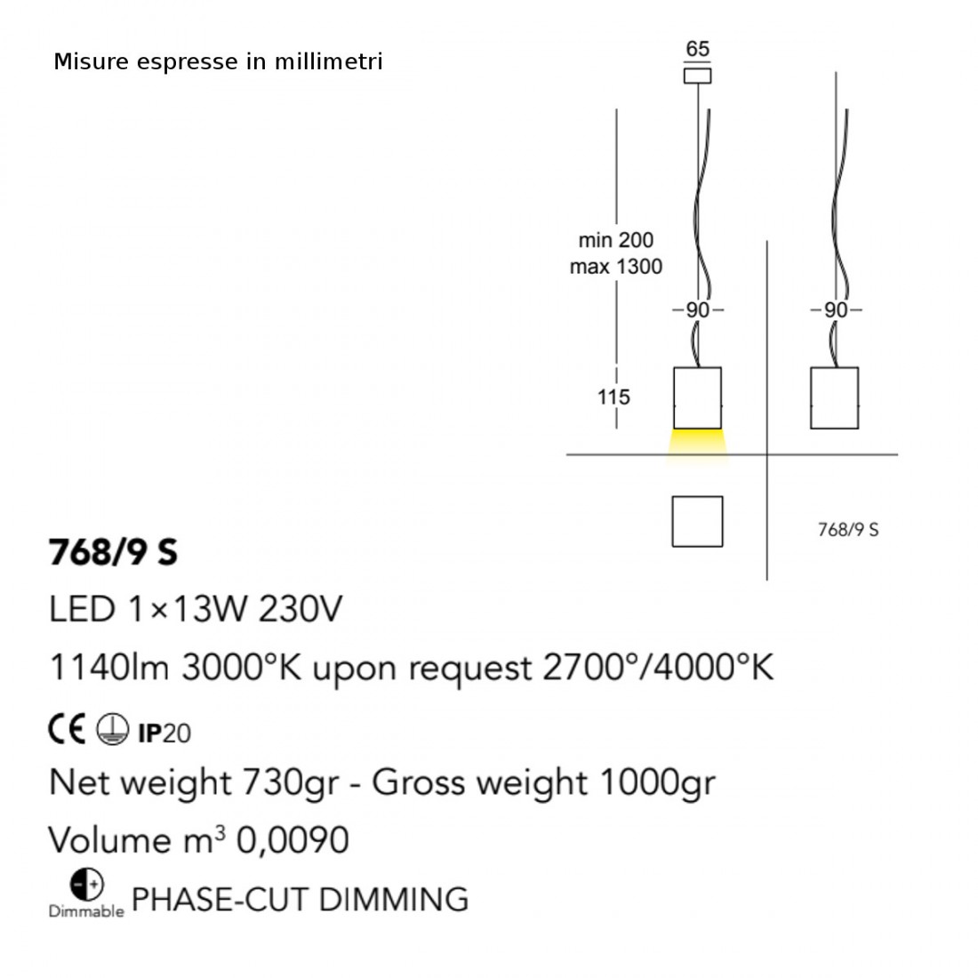 Lampadario CUBICK 768 9S Cattaneo illuminazione