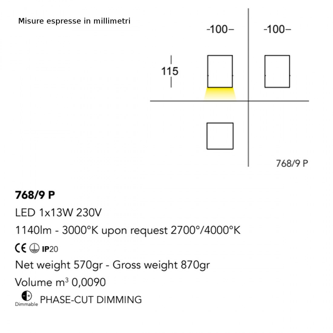 Plafonnier led moderne CUBICK 768 9P Cattaneo éclairage