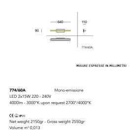 Applique TRATTO 774 60A Cattaneo illuminazione