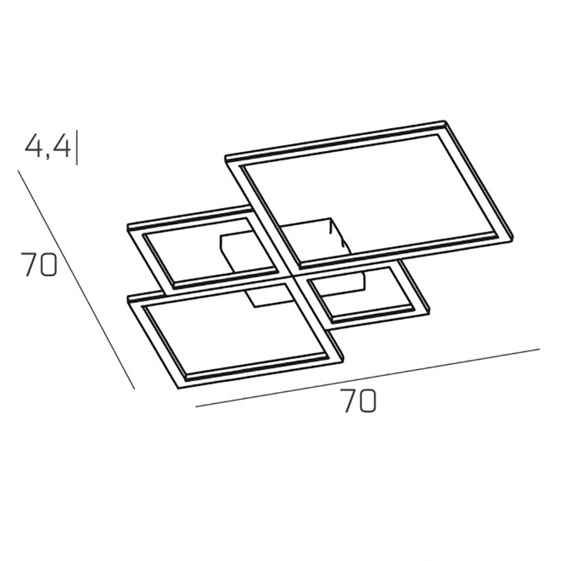 Top Light FOUR SQUARES 1162 plafonnier classique moderne en or bruni