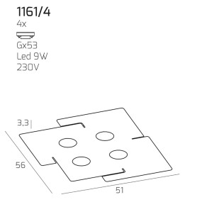 Plafón moderno Top Light ECHO 1161 4 led metal blanco gx53