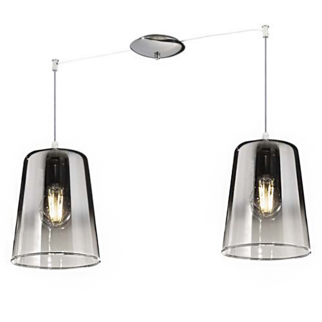 Suspension double Top Light SHADED 1164cr S2 E27 LED verre pyrex coloré