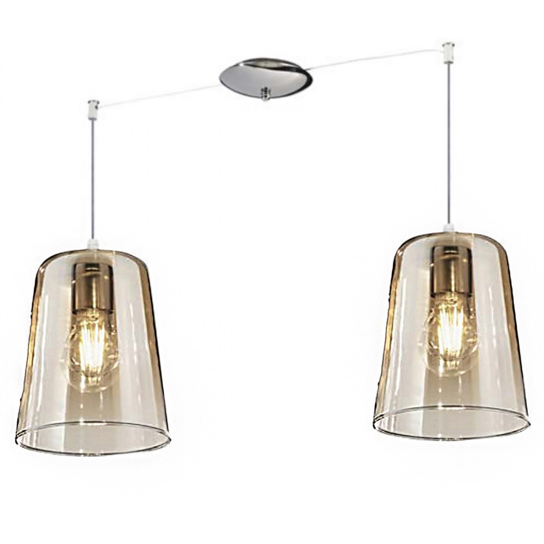 Suspension double Top Light SHADED 1164cr S2 E27 LED verre pyrex coloré