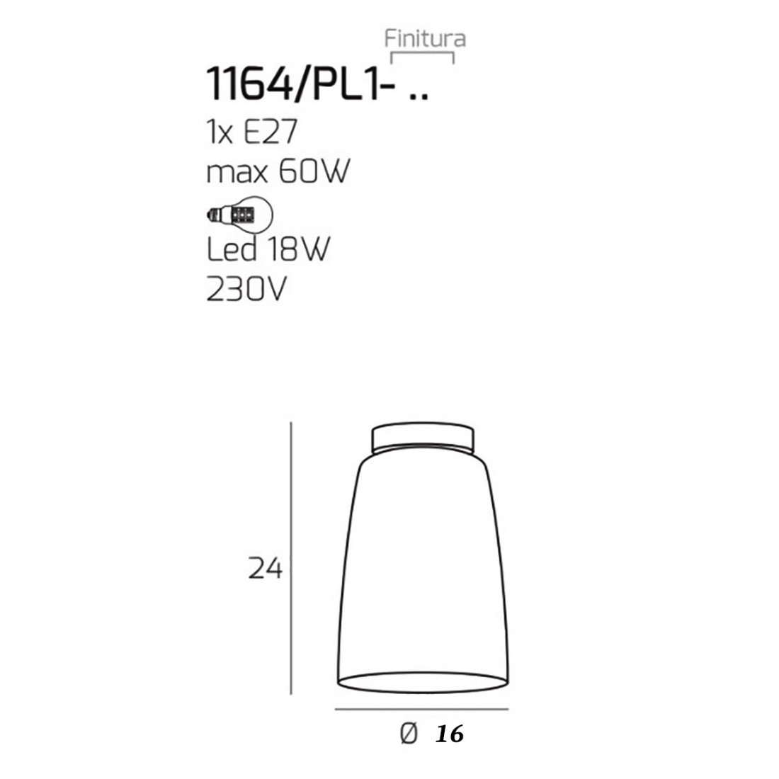 Top Light SHADED 1164CR PL1