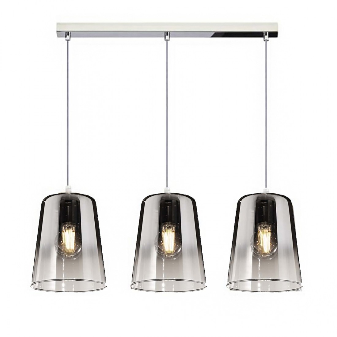 Suspension triple Top Light SHADED 1164 S3 R E27 LED verre pyrex coloré