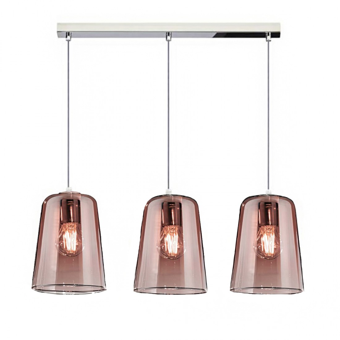 Suspension triple Top Light SHADED 1164 S3 R E27 LED verre pyrex coloré