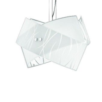 Sospensione vetro serigrafato Gea Luce AGNESE SM LED lampadario bianco moderno interno E27